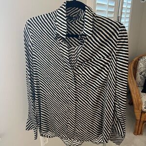 MANGO and White Striped Blouse